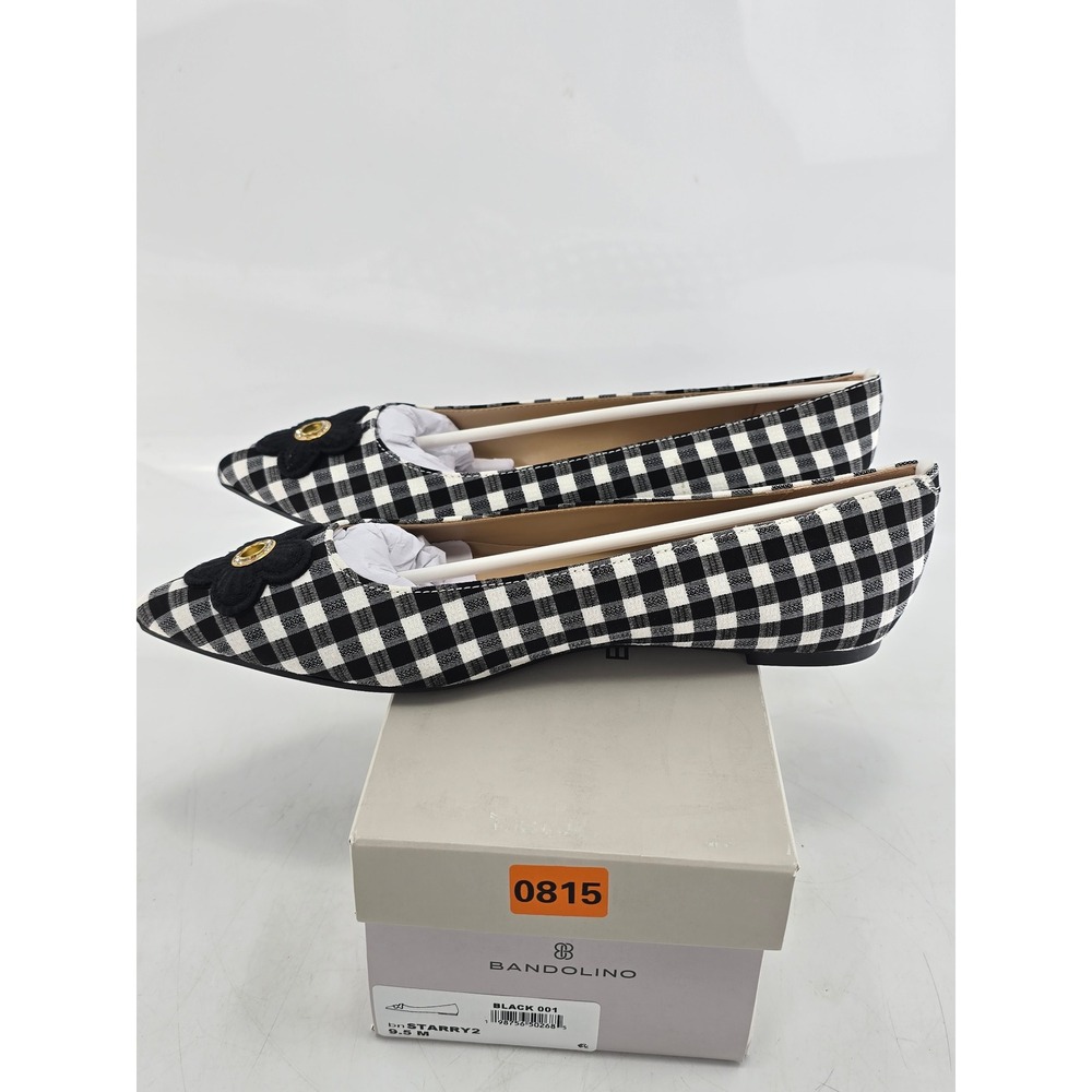 Bandolino Starry2 Flats Women 9.5 Black Gingham Pointed Toe Flower - New - Picture 9 of 10